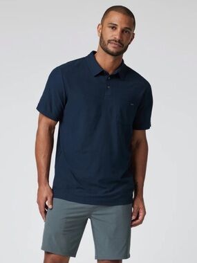 Vuori Men’s Ace Short Sleeve Polo in Indigo Moisture Wicking